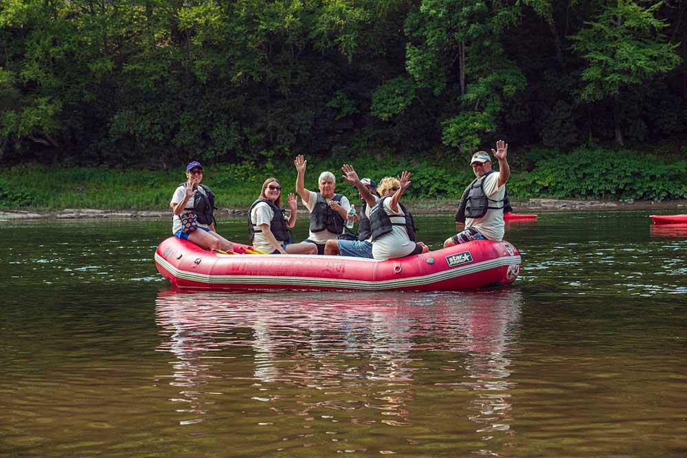 Family rafting on Deleware River