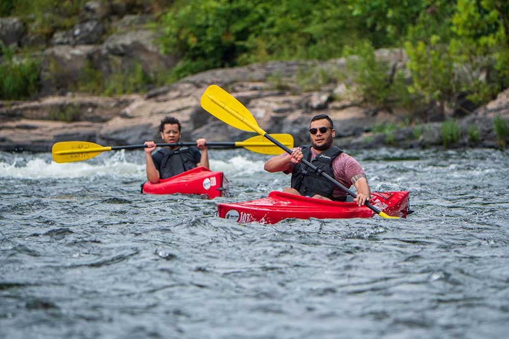 Two kayakers in Delaware River